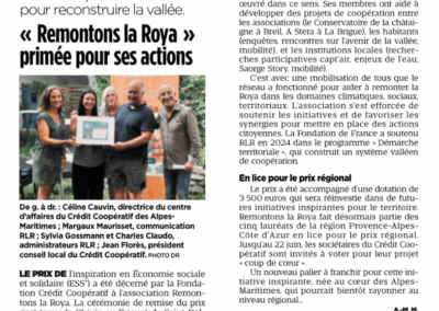 Nice-Matin : Remontons la Roya primée pour ses actions